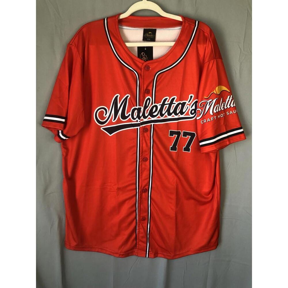 Maletta's Craft Hot Sauce Baseball Jersey NWT Red Size XXL Retro